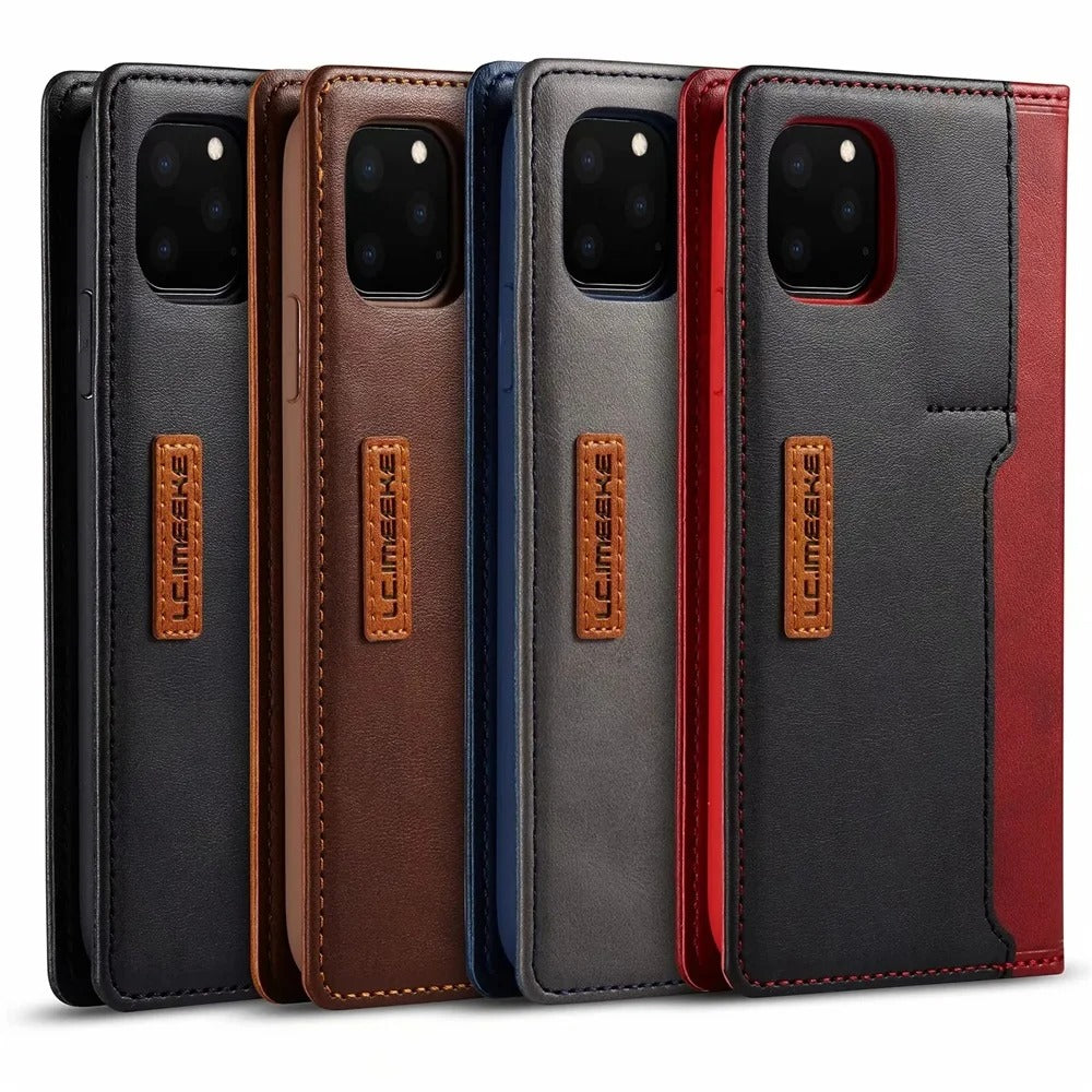 Luxury iPhone Case — PU Leather Flip Cover with Card & SIM Slots, Slim Folio Design, Magnetic Closure, Lightweight Stylish Full-Body Protection