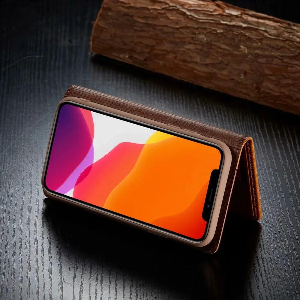 Luxury iPhone Case — PU Leather Flip Cover with Card & SIM Slots, Slim Folio Design, Magnetic Closure, Lightweight Stylish Full-Body Protection