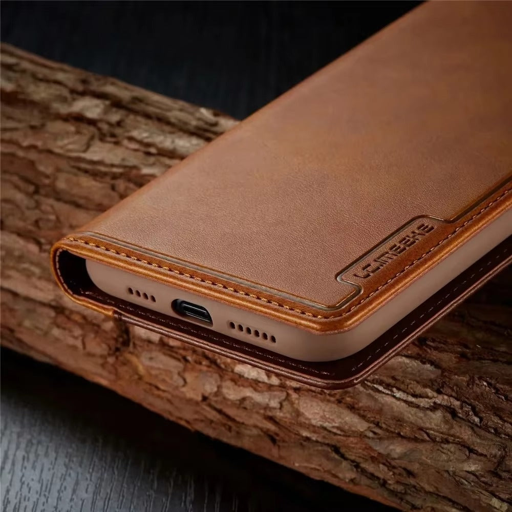 Luxury iPhone Case — PU Leather Flip Cover with Card & SIM Slots, Slim Folio Design, Magnetic Closure, Lightweight Stylish Full-Body Protection