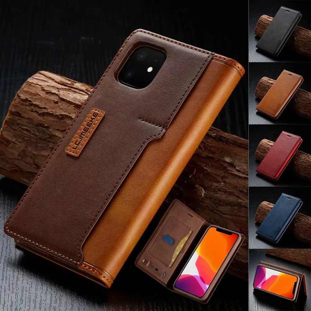 Luxury iPhone Case — PU Leather Flip Cover with Card & SIM Slots, Slim Folio Design, Magnetic Closure, Lightweight Stylish Full-Body Protection