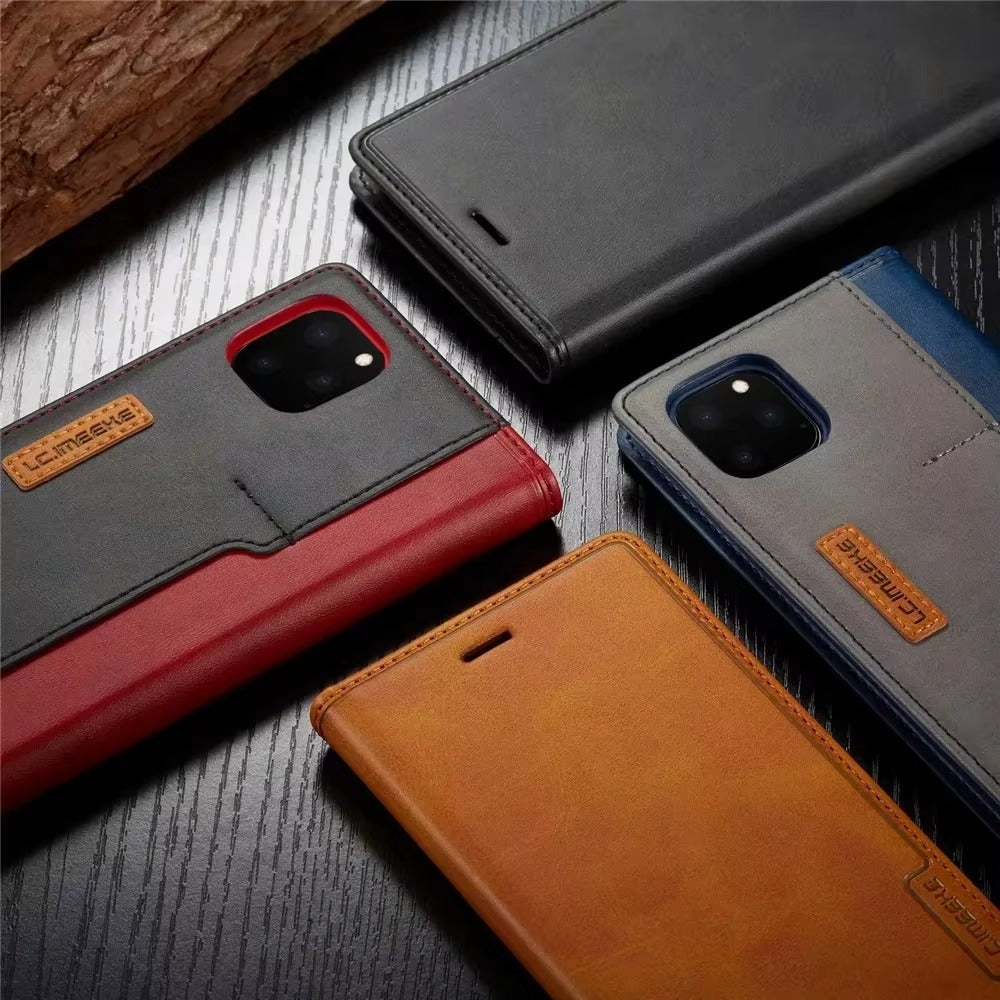 Luxury iPhone Case — PU Leather Flip Cover with Card & SIM Slots, Slim Folio Design, Magnetic Closure, Lightweight Stylish Full-Body Protection