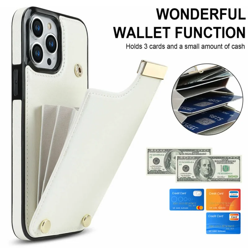 Luxury iPhone Case — Leather Wallet Cover with Card Holders, Kickstand Function, Full-Body Shockproof Protection in a Stylish Functional Design