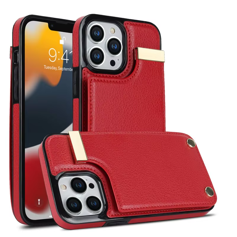 Luxury iPhone Case — Leather Wallet Cover with Card Holders, Kickstand Function, Full-Body Shockproof Protection in a Stylish Functional Design