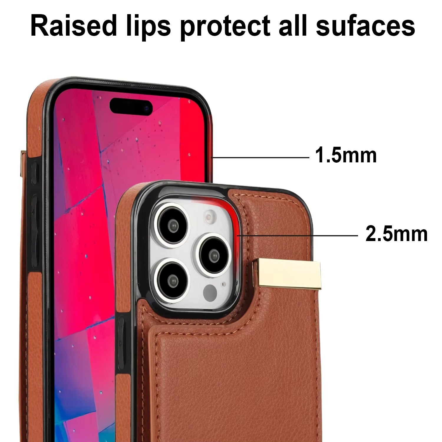 Luxury iPhone Case — Leather Wallet Cover with Card Holders, Kickstand Function, Full-Body Shockproof Protection in a Stylish Functional Design