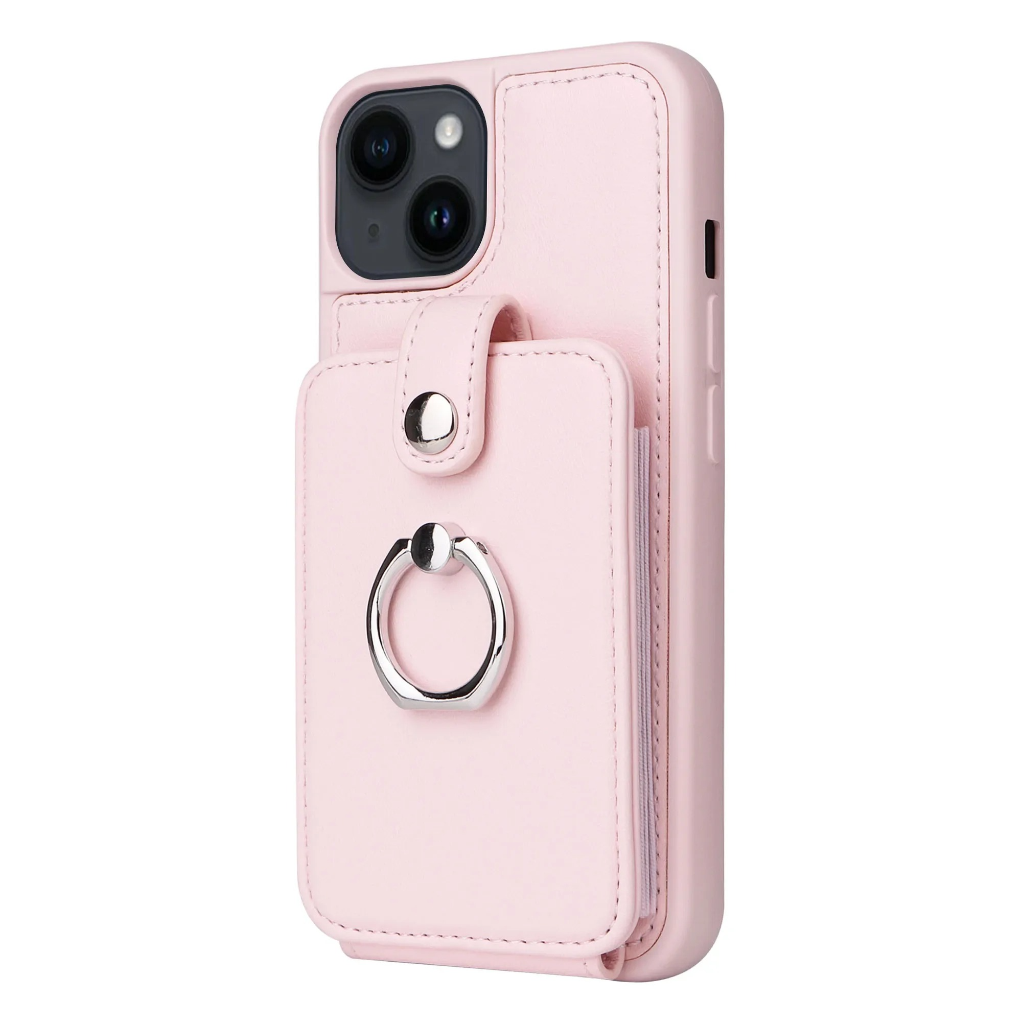 Luxury iPhone Case — Leather Wallet Cover with Ring Holder, Card Slot Design, Shockproof Protection and Anti-Fingerprint Scratch-Resistant Non-Slip Finish