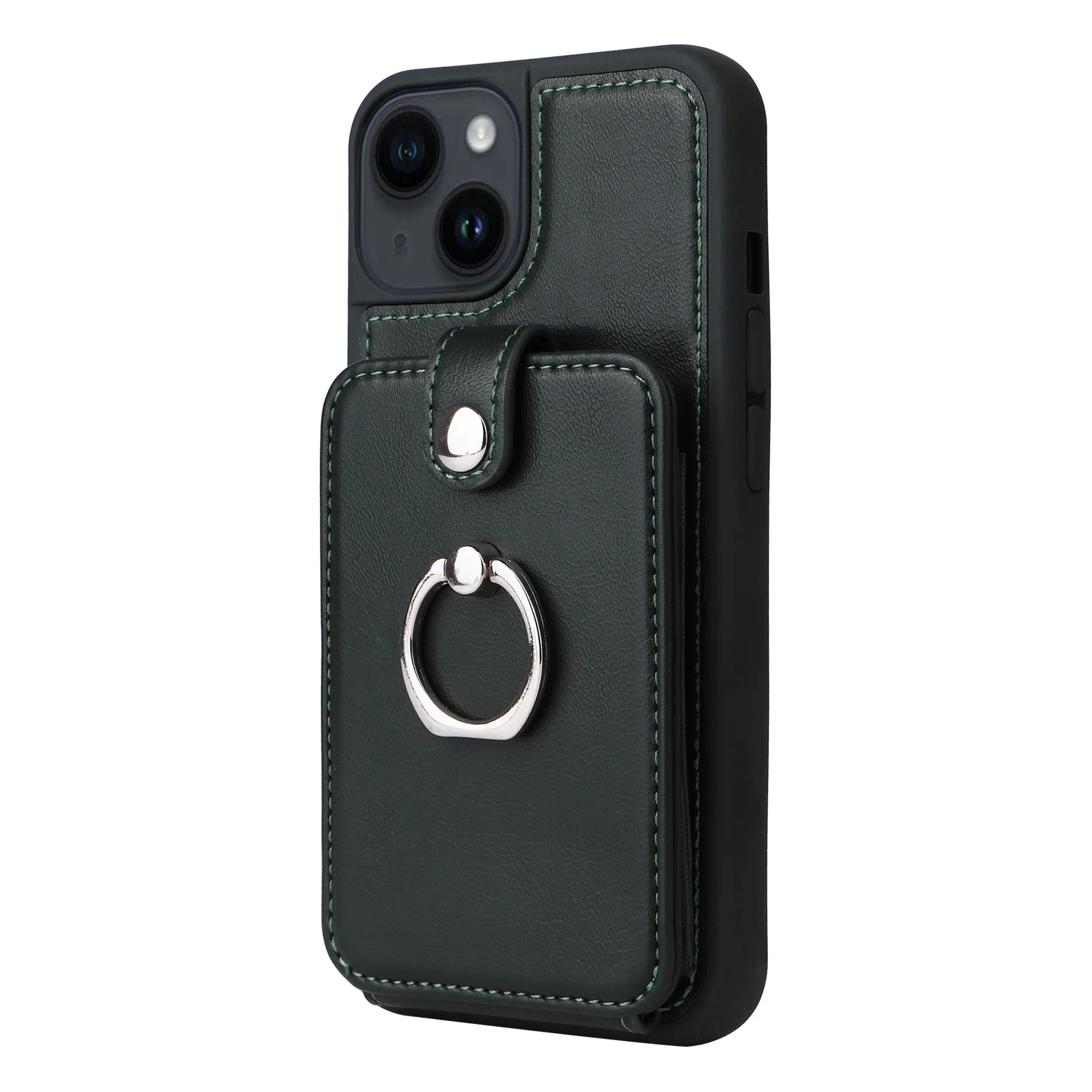 Luxury iPhone Case — Leather Wallet Cover with Ring Holder, Card Slot Design, Shockproof Protection and Anti-Fingerprint Scratch-Resistant Non-Slip Finish
