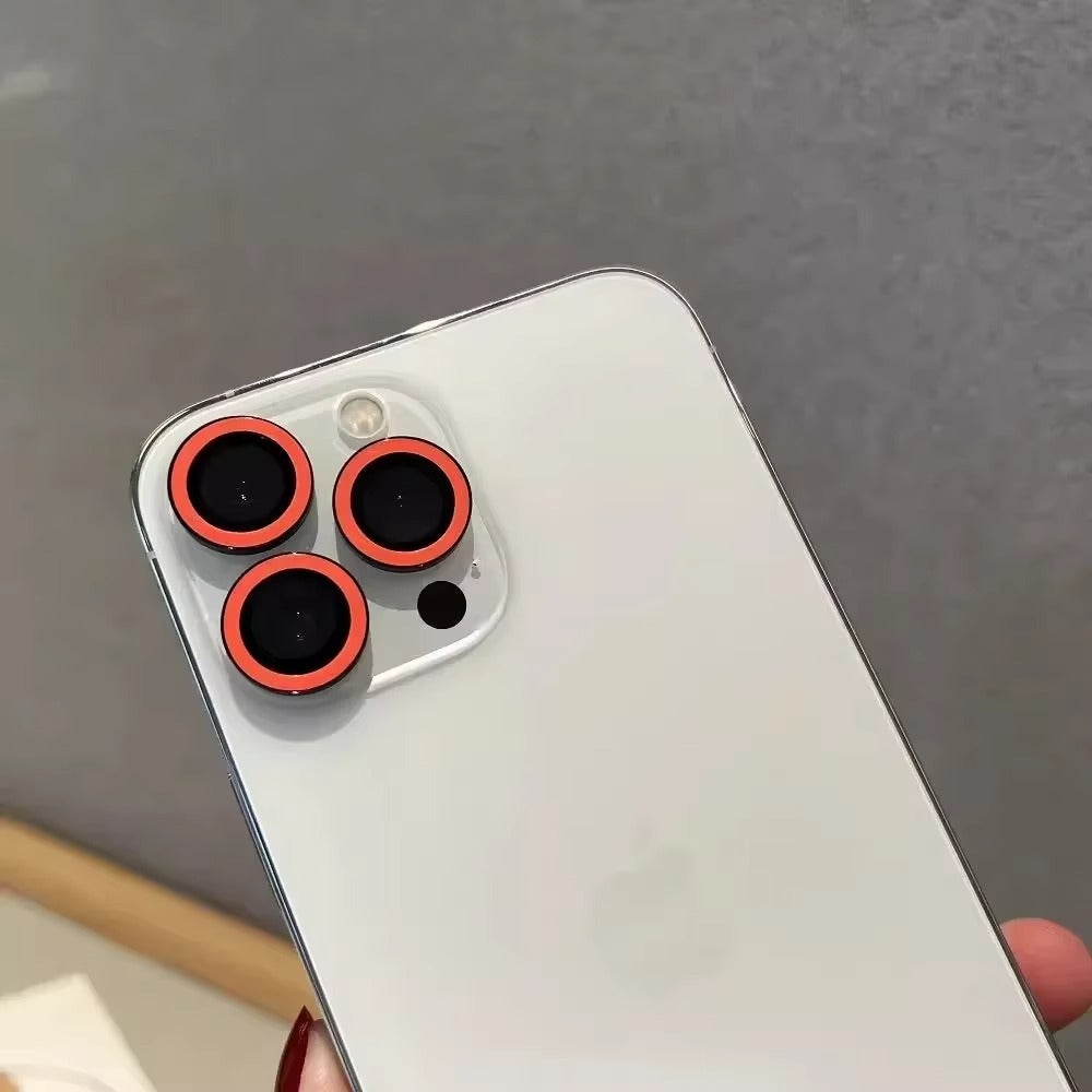 Luxury iPhone Luminous Ceramic Camera Lens Protector, Glowing Lens Ring Glass Cap with Full Coverage, Scratch Resistance & Decorative Protection