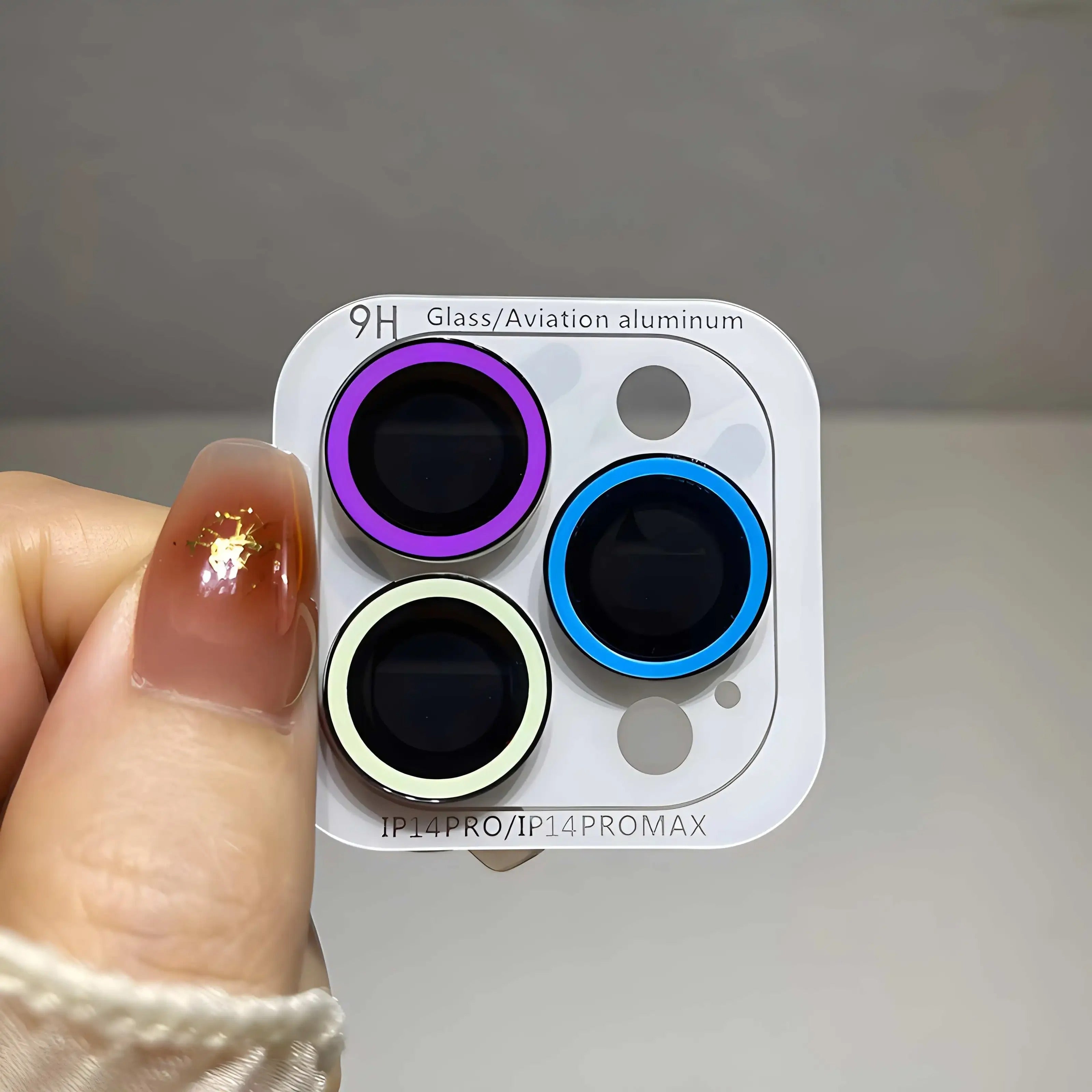 Luxury iPhone Luminous Ceramic Camera Lens Protector, Glowing Lens Ring Glass Cap with Full Coverage, Scratch Resistance & Decorative Protection