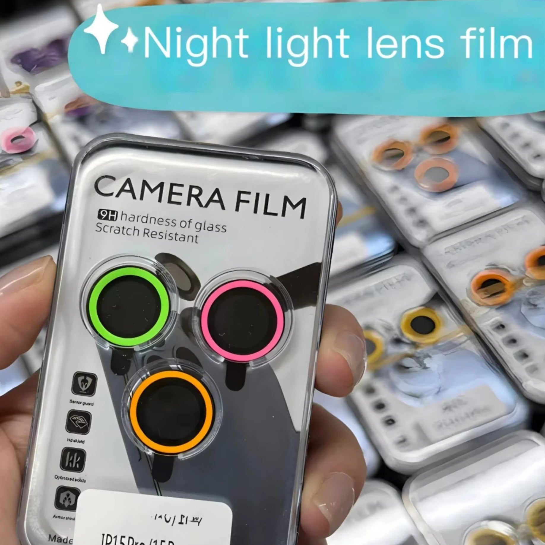 Luxury iPhone Luminous Ceramic Camera Lens Protector, Glowing Lens Ring Glass Cap with Full Coverage, Scratch Resistance & Decorative Protection
