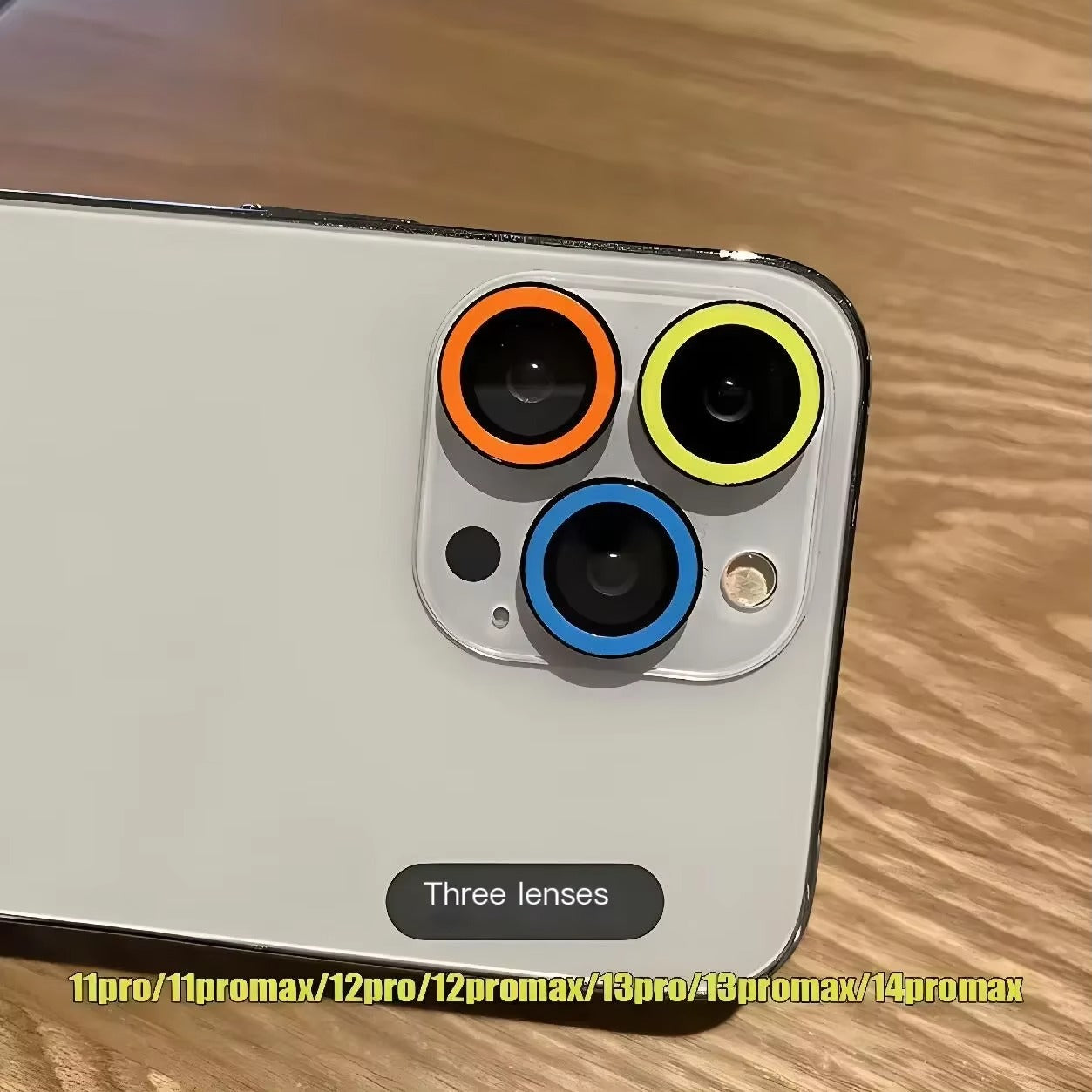 Luxury iPhone Luminous Ceramic Camera Lens Protector, Glowing Lens Ring Glass Cap with Full Coverage, Scratch Resistance & Decorative Protection