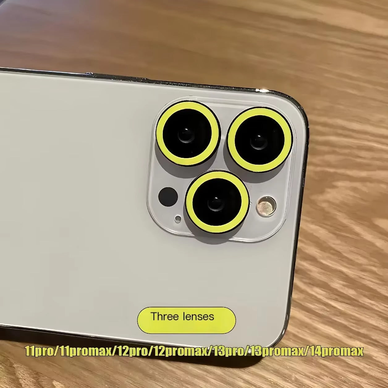 Luxury iPhone Luminous Ceramic Camera Lens Protector, Glowing Lens Ring Glass Cap with Full Coverage, Scratch Resistance & Decorative Protection