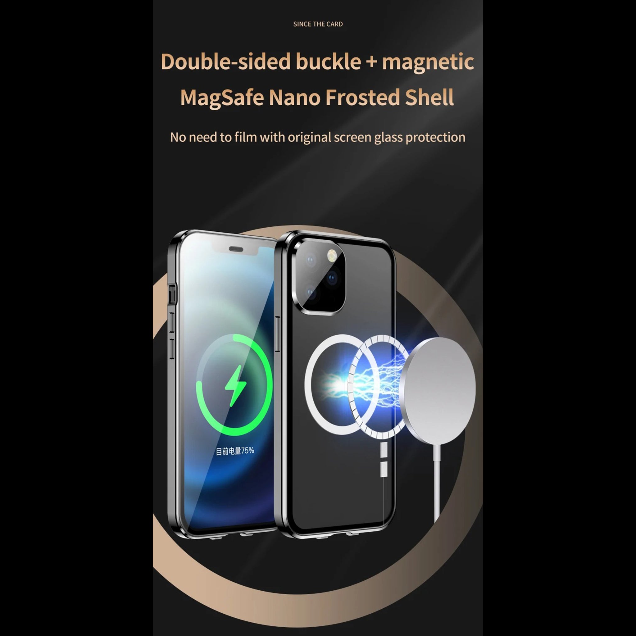 Luxury iPhone Case — MagSafe Double-Sided Glass Cover with 360° HD Transparent Full-Body Protection, Magnetic Metal Alloy Frame and Shockproof Anti-Fingerprint Design