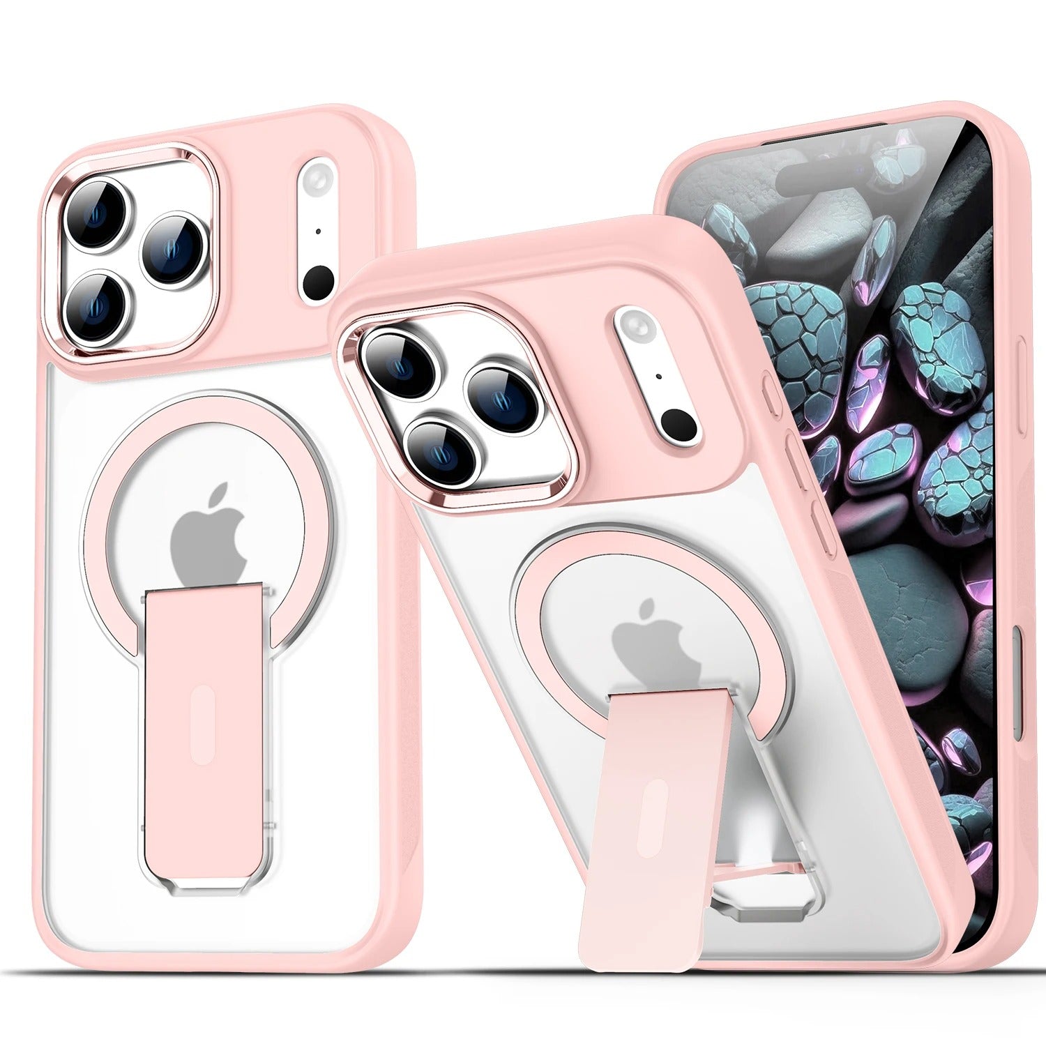 Luxury iPhone Case — MagSafe Fold Stand Cover with Magnetic Kickstand Holder, Slim Shockproof Bumper Protection and Wireless Charging Compatible Design