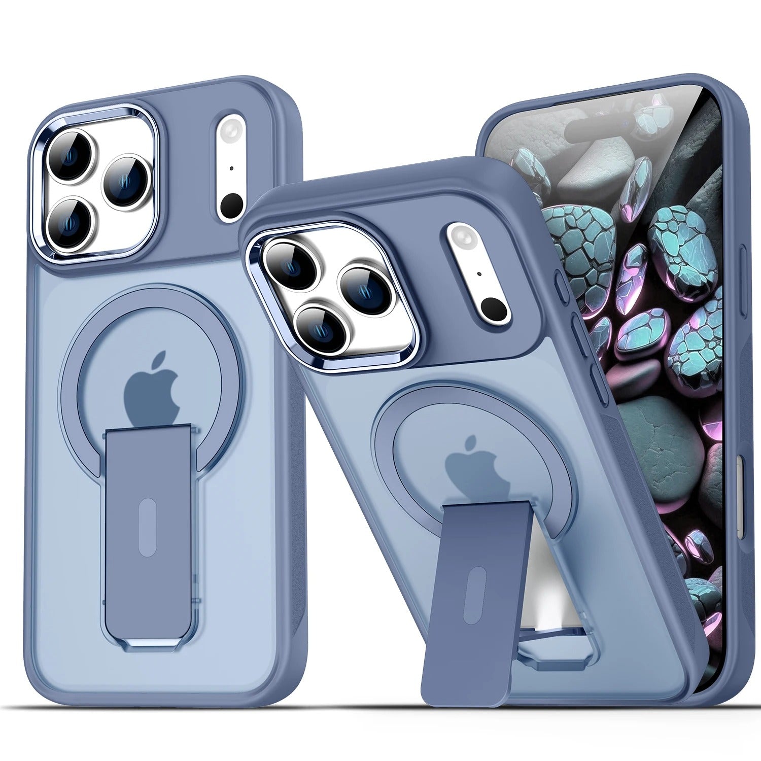 Luxury iPhone Case — MagSafe Fold Stand Cover with Magnetic Kickstand Holder, Slim Shockproof Bumper Protection and Wireless Charging Compatible Design