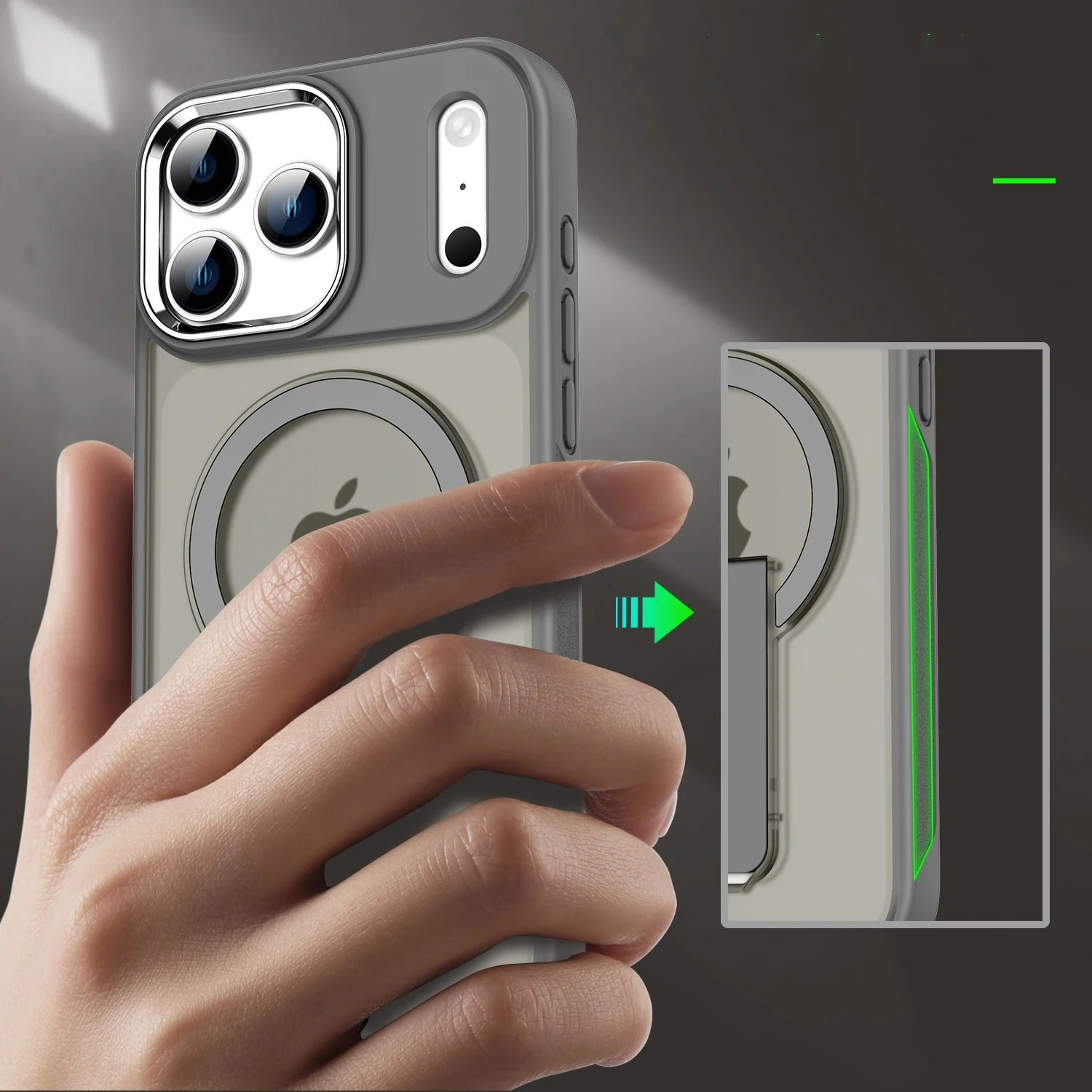 Luxury iPhone Case — MagSafe Fold Stand Cover with Magnetic Kickstand Holder, Slim Shockproof Bumper Protection and Wireless Charging Compatible Design