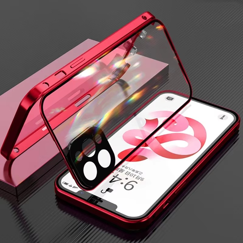 Luxury iPhone Case — Magnetic Metal Frame with Double-Sided Glass, 360° Full-Body Protection, Shockproof Transparent Cover and Slim Scratch-Resistant Durable Design
