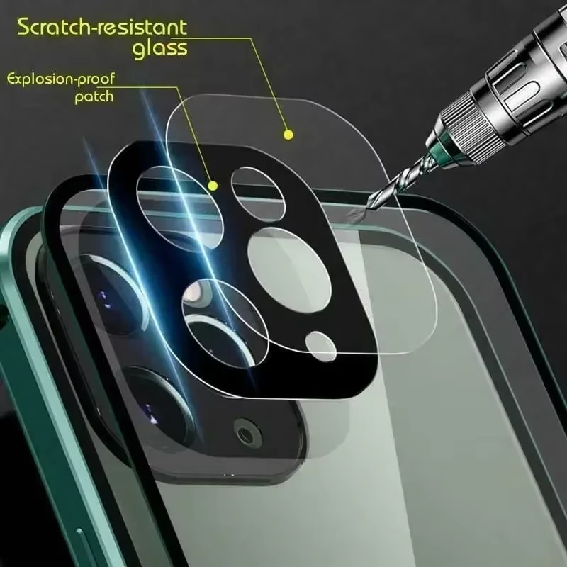 Luxury iPhone Case — Magnetic Metal Frame with Double-Sided Glass, 360° Full-Body Protection, Shockproof Transparent Cover and Slim Scratch-Resistant Durable Design