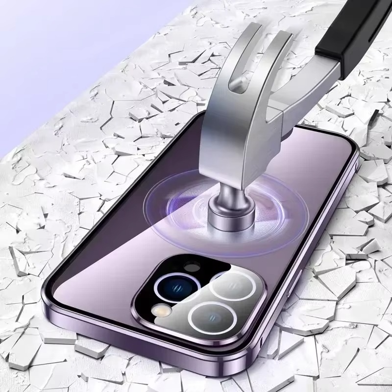 Luxury iPhone Case — Magnetic Metal Frame with Double-Sided Glass, 360° Full-Body Protection, Shockproof Transparent Cover and Slim Scratch-Resistant Durable Design