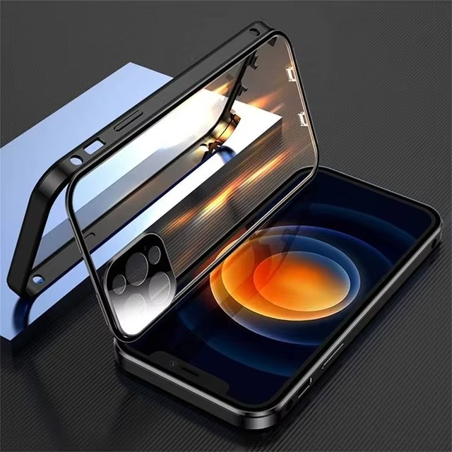 Luxury iPhone Case — Magnetic Metal Frame with Double-Sided Glass, 360° Full-Body Protection, Shockproof Transparent Cover and Slim Scratch-Resistant Durable Design