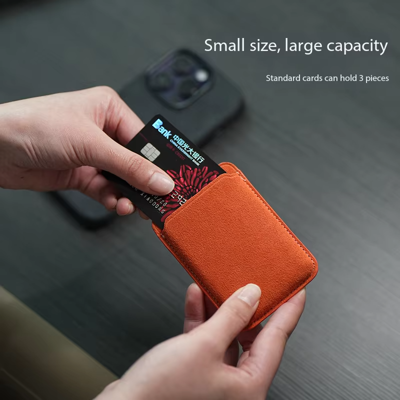 Luxury iPhone Magnetic Microfiber Wallet Case, MagSafe-Compatible Card Holder with Soft-Touch Fabric Finish & Slim Profile