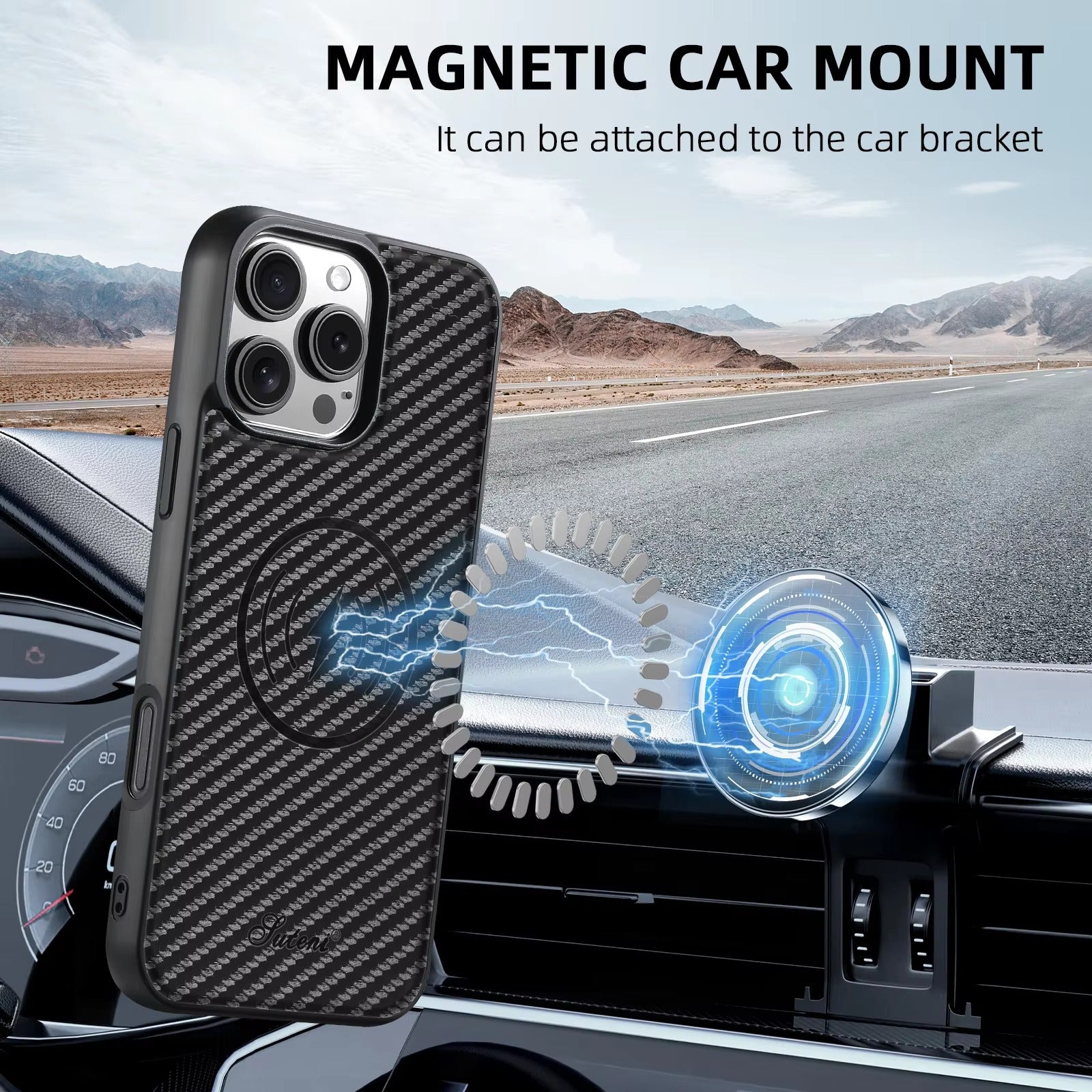 Luxury iPhone Case — Magnetic Faux Leather Wallet Cover with Card Holder Bag, Stand Function, MagSafe Wireless Charging Compatibility and Slim Shockproof Design