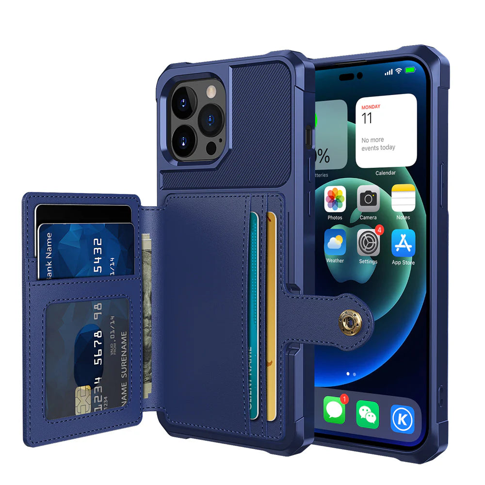 Luxury iPhone Case — Magnetic Leather Wallet Cover with Card Slot Holder, Flip Stand Design, Shockproof Anti-Drop Protection and Slim Dustproof Anti-Fingerprint Finish
