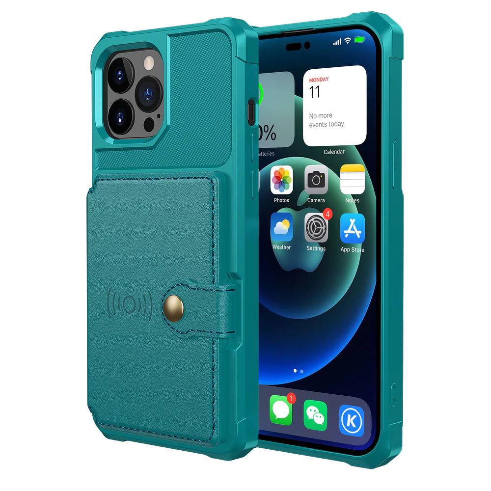 Luxury iPhone Case — Magnetic Leather Wallet Cover with Card Slot Holder, Flip Stand Design, Shockproof Anti-Drop Protection and Slim Dustproof Anti-Fingerprint Finish