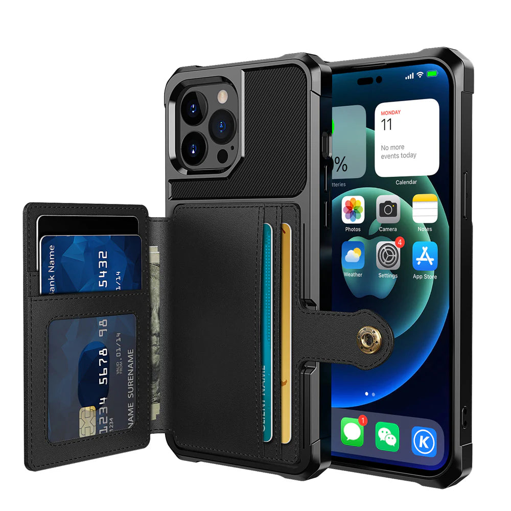 Luxury iPhone Case — Magnetic Leather Wallet Cover with Card Slot Holder, Flip Stand Design, Shockproof Anti-Drop Protection and Slim Dustproof Anti-Fingerprint Finish
