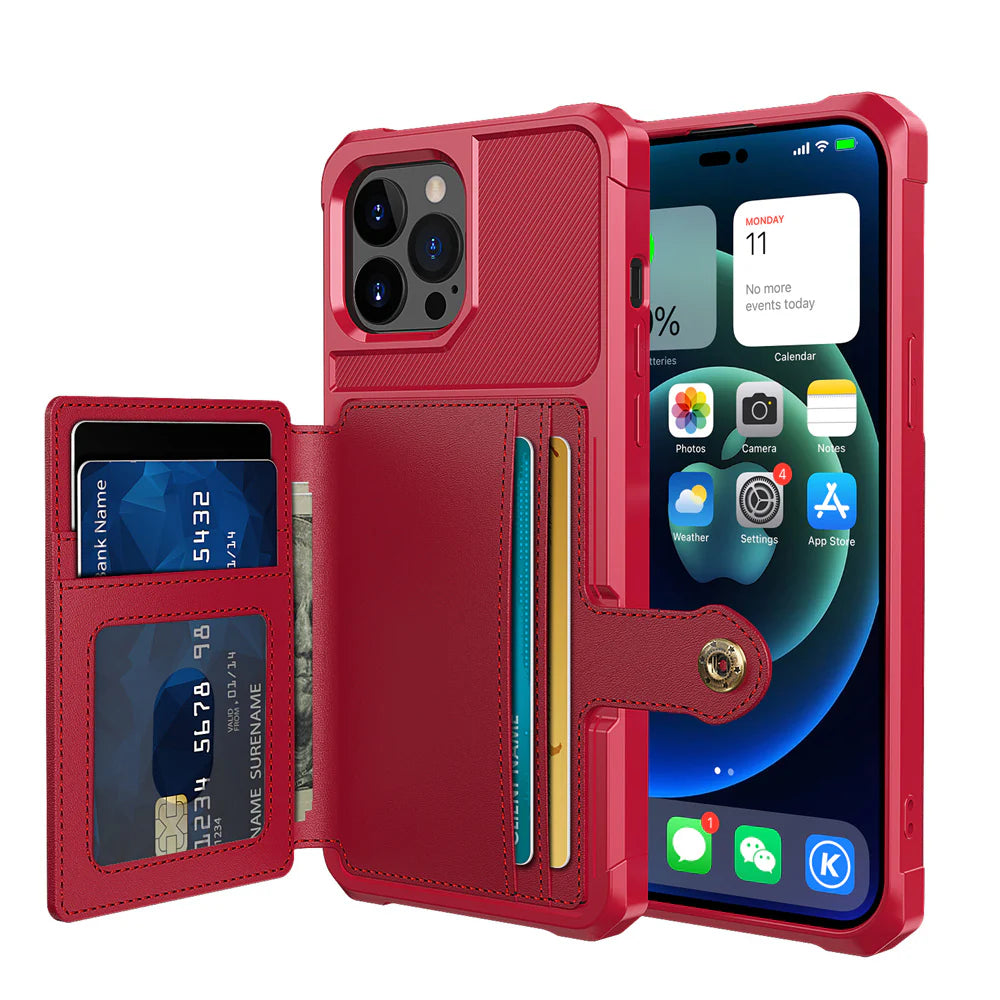Luxury iPhone Case — Magnetic Leather Wallet Cover with Card Slot Holder, Flip Stand Design, Shockproof Anti-Drop Protection and Slim Dustproof Anti-Fingerprint Finish