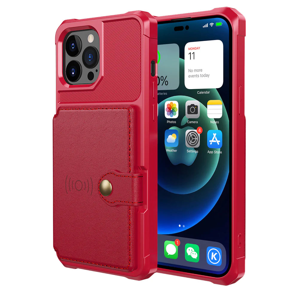 Luxury iPhone Case — Magnetic Leather Wallet Cover with Card Slot Holder, Flip Stand Design, Shockproof Anti-Drop Protection and Slim Dustproof Anti-Fingerprint Finish