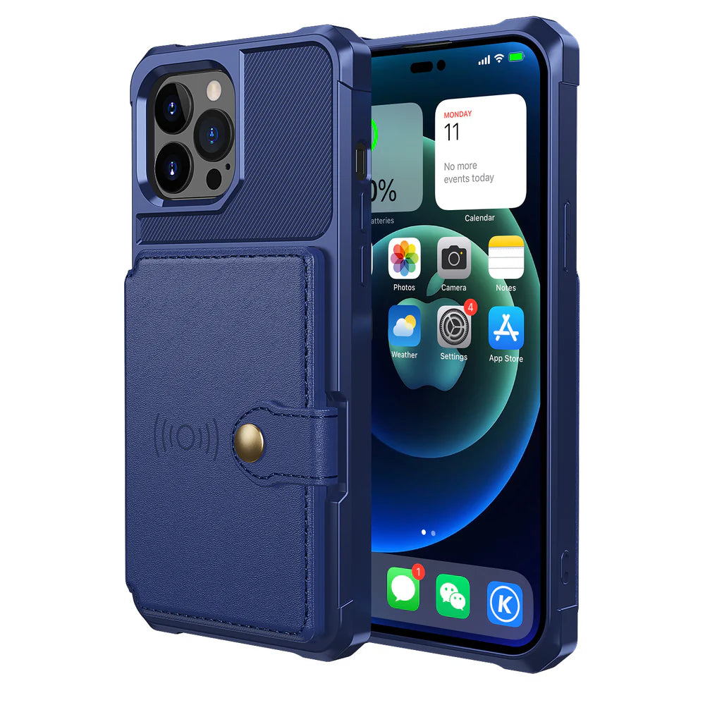 Luxury iPhone Case — Magnetic Leather Wallet Cover with Card Slot Holder, Flip Stand Design, Shockproof Anti-Drop Protection and Slim Dustproof Anti-Fingerprint Finish