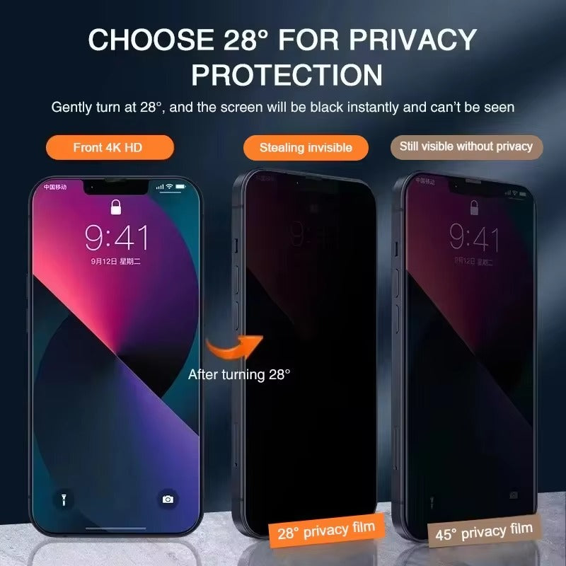 Luxury iPhone Matte Ceramic Privacy Screen Protector – Anti-Spy Protective Film with Anti-Fingerprint Surface, Scratch Resistance & Shatter-Reducing Display Coverage