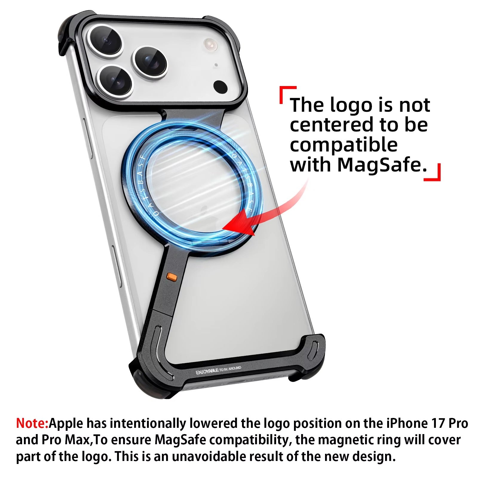 Luxury iPhone Case — Metal Magnetic Frameless Aluminum Alloy Cover with 360° Rotating Stand Ring, MagSafe-Compatible Shockproof Protective Design