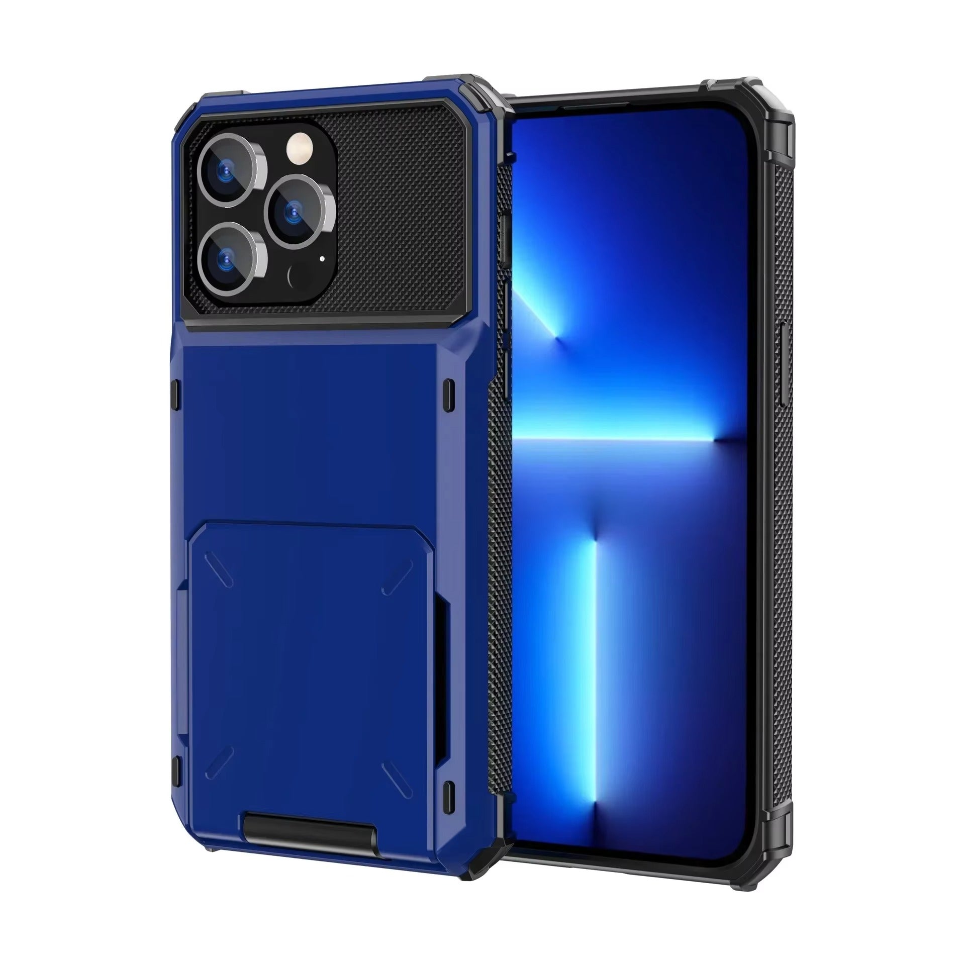 Luxury iPhone Wallet Case with 5-Card Slot — Hidden Flip Door Card Holder, Dual Layer Shockproof Armor, Raised Screen Lip, Scratch-Resistant Protective Cover