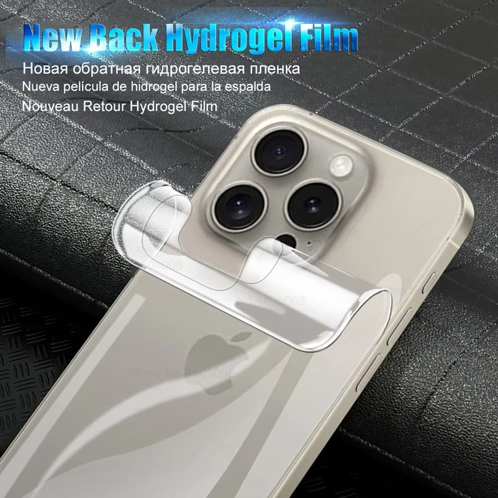 Minimalist iPhone Back Hydrogel Film Protector – Soft Clear Protective Layer with Scratch Resistance, Impact Absorption & Smooth Finish for Rear Surface Protection