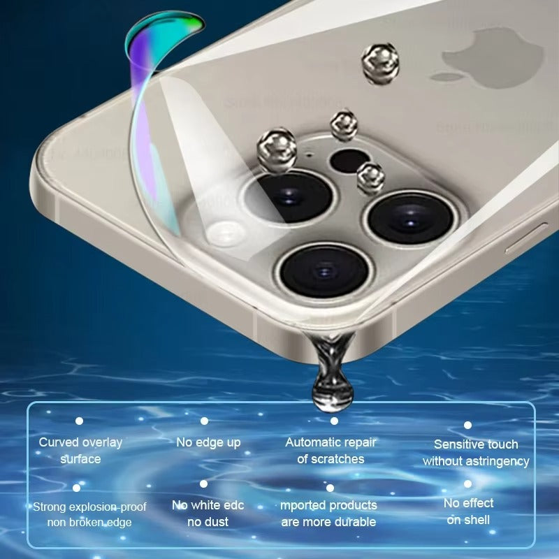 Minimalist iPhone Back Hydrogel Film Protector – Soft Clear Protective Layer with Scratch Resistance, Impact Absorption & Smooth Finish for Rear Surface Protection