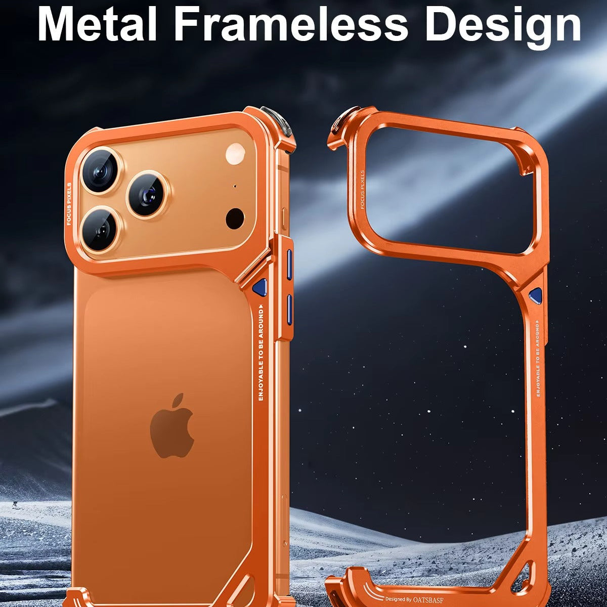 Minimalist iPhone Case — Aluminum Frame with Lens Holder, MagSafe Wireless-Charging Support, Slim Drop-Protection Metal Design