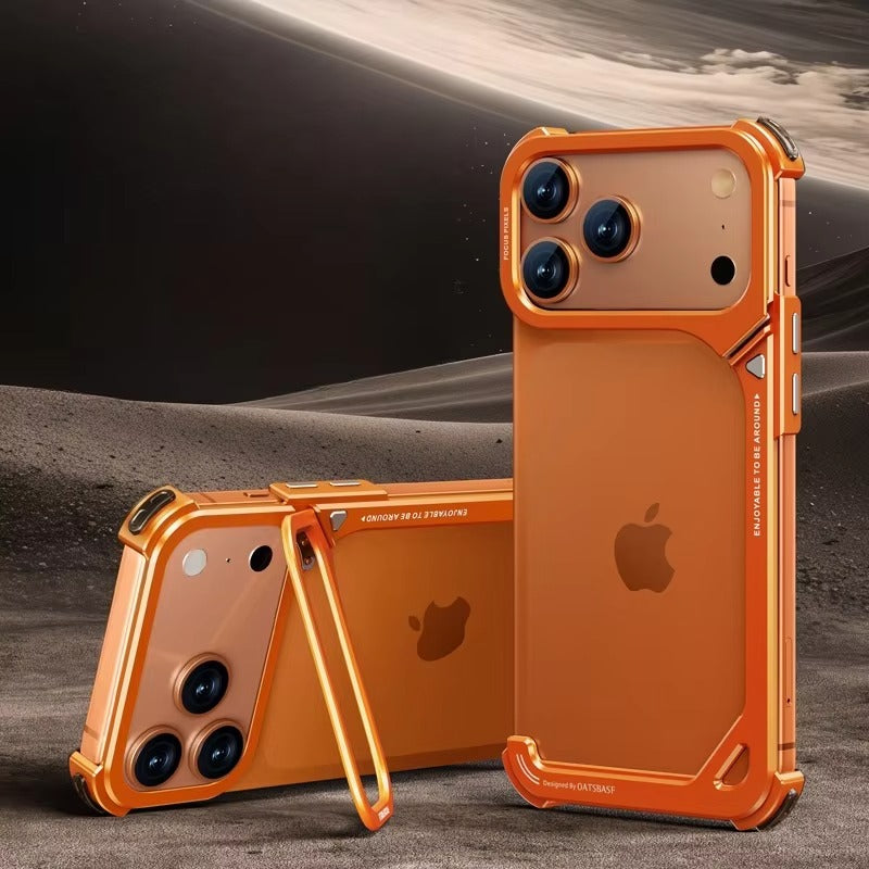 Minimalist iPhone Case — Aluminum Frame with Lens Holder, MagSafe Wireless-Charging Support, Slim Drop-Protection Metal Design
