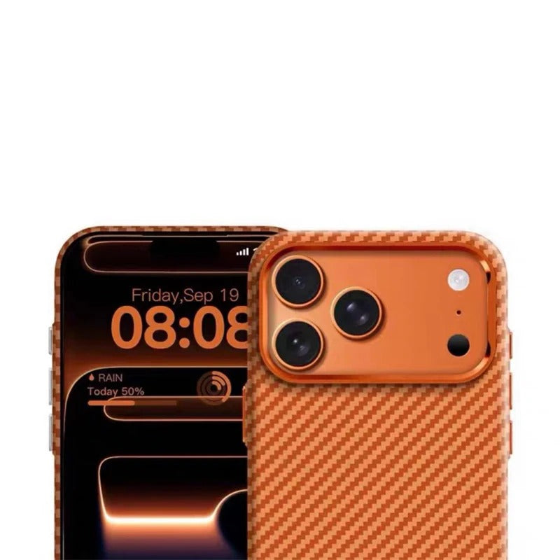 Minimalist iPhone Case — High-End Kevlar Carbon-Fiber Magnetic Cover with Slim Shockproof Design and MagSafe Wireless-Charging Compatibility