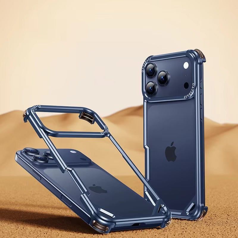Minimalist iPhone Case — Ultra-Thin Aluminum Alloy Cover with Shockproof Protection and Wireless-Charging Support