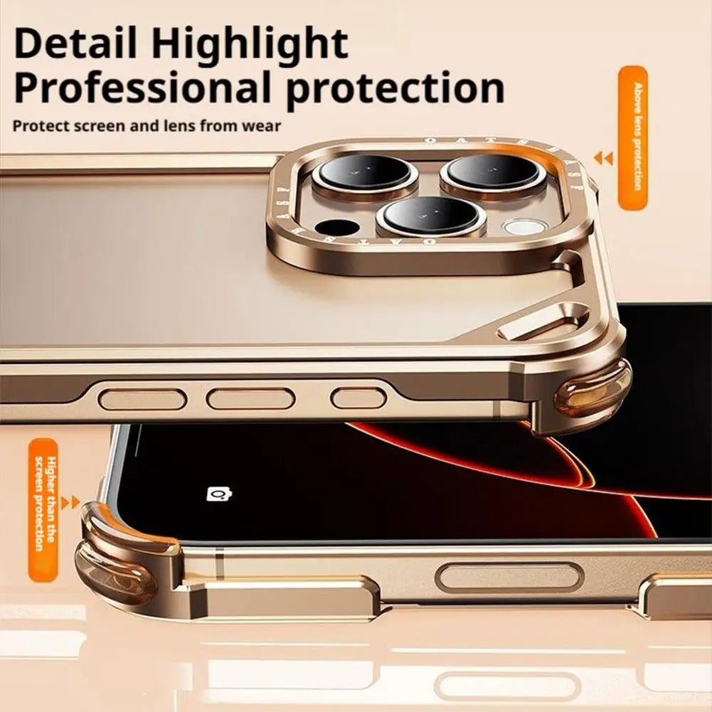 Minimalist iPhone Case — Ultra-Thin Aluminum Alloy Cover with Shockproof Protection and Wireless-Charging Support