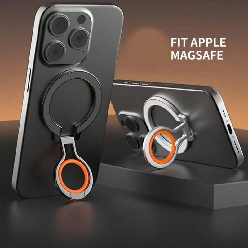 Minimalist iPhone Magnetic Finger Ring Holder, Slim MagSafe Phone Grip Stand with Secure Hold & Smooth Rotation