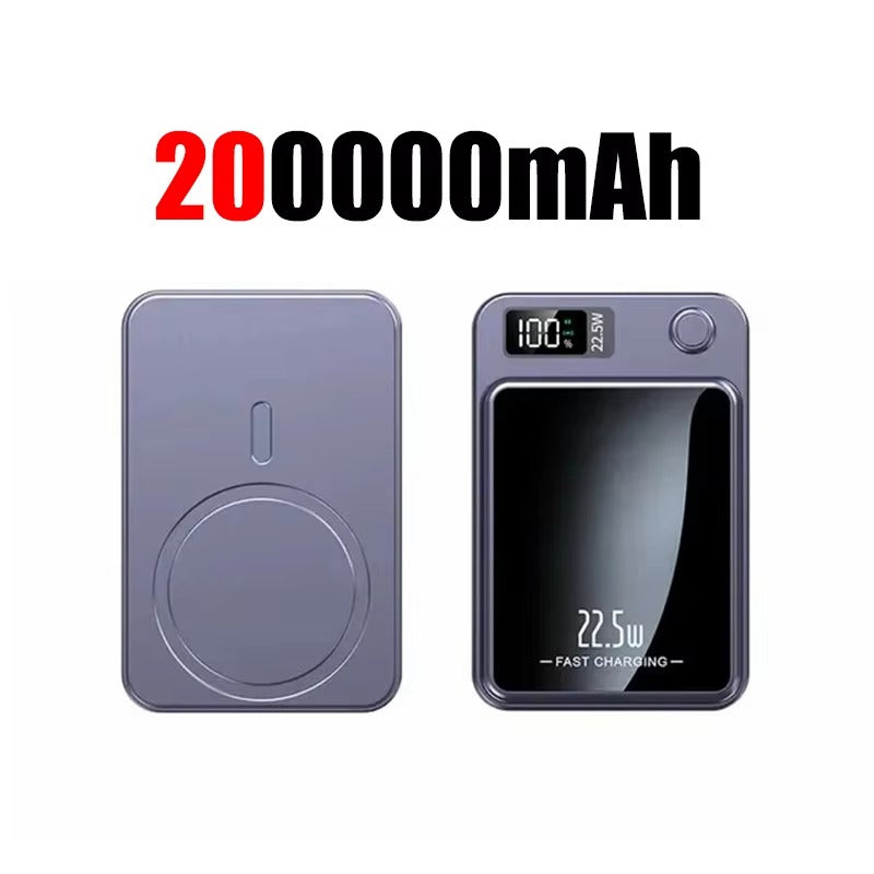 Premium 200000mAh Power Bank Magnetic Wireless Fast Charging 22.5W, Large Capacity Portable External Battery for iPhone Samsung Xiaomi