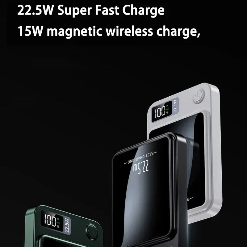 Premium 200000mAh Power Bank Magnetic Wireless Fast Charging 22.5W, Large Capacity Portable External Battery for iPhone Samsung Xiaomi