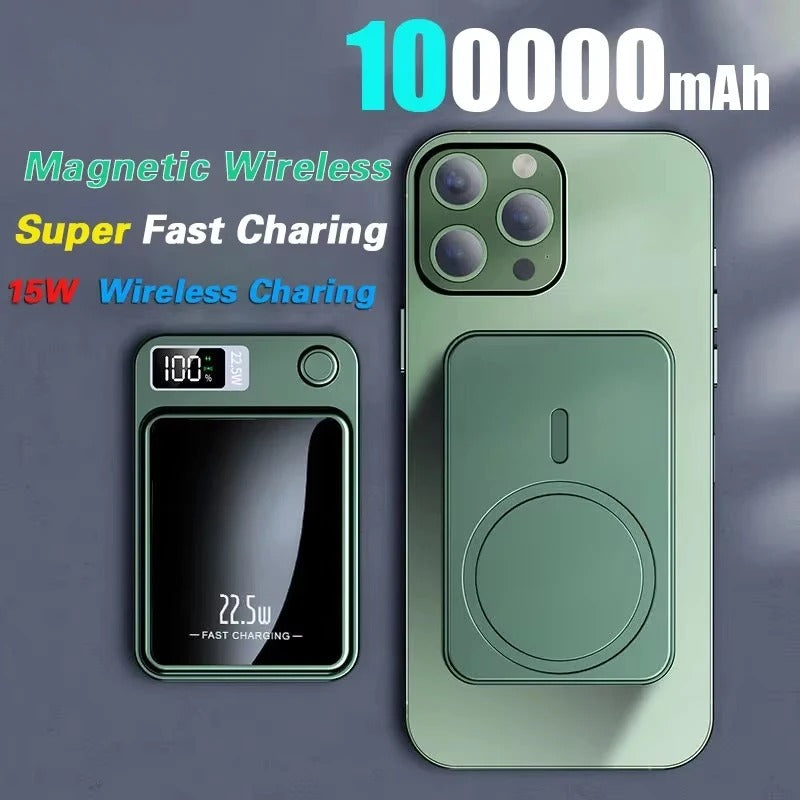 Premium 200000mAh Power Bank Magnetic Wireless Fast Charging 22.5W, Large Capacity Portable External Battery for iPhone Samsung Xiaomi