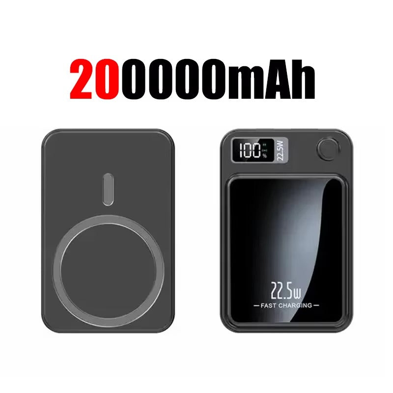 Premium 200000mAh Power Bank Magnetic Wireless Fast Charging 22.5W, Large Capacity Portable External Battery for iPhone Samsung Xiaomi
