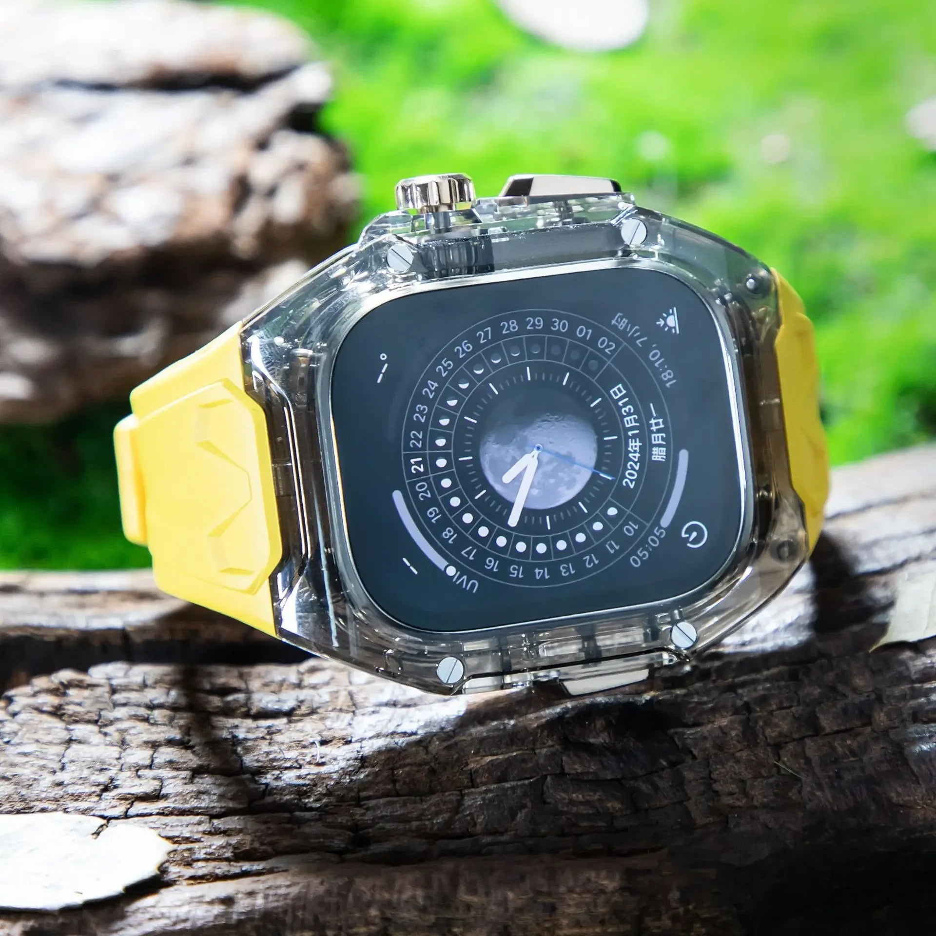 Premium Apple Watch Clear Strap & Protective Case Mod Kit with Transparent Upgrade Design