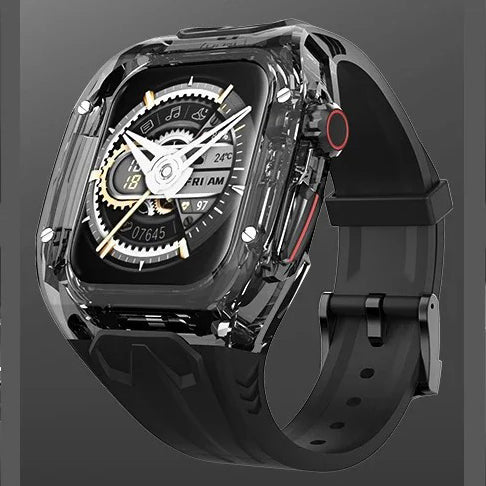 Premium Apple Watch Clear Strap & Protective Case Mod Kit with Transparent Upgrade Design
