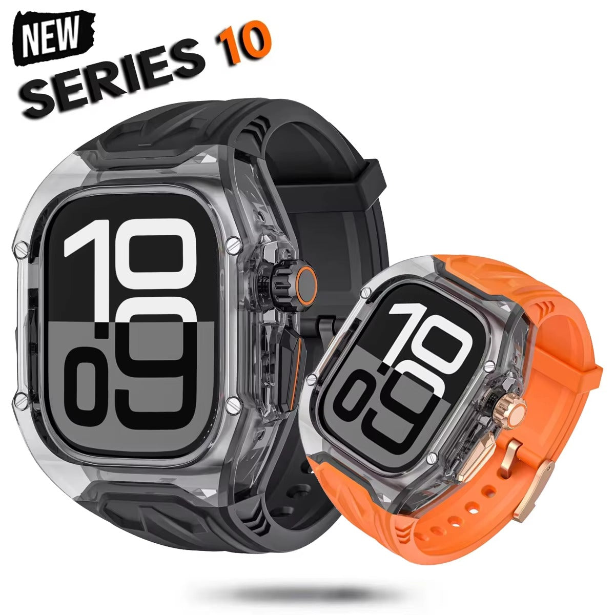 Premium Apple Watch Clear Strap & Protective Case Mod Kit with Transparent Upgrade Design