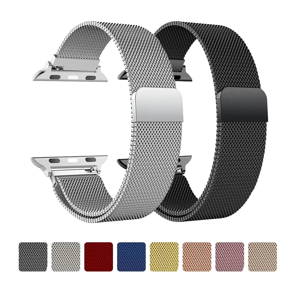 Premium Apple Watch Milanese Loop Band, Stainless Steel Mesh Strap for Ultra & Series Models 38mm–49mm